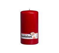 Bolsius Smooth Pillar Candles - Wine Red - Set of 8 - Decorative Household Candles - Length Burning Time 75 Hours - Unscented - Natural Plant Wax - 20 x 7 cm