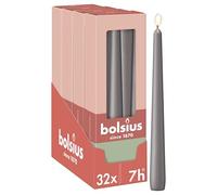 Bolsius - Smooth Taper Candles - Anthracite - 24.5 cm - Pack of 32 - Decorative Candles - Palm Oil Free