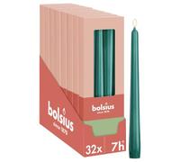 Bolsius - Smooth Taper Candles - Green - 9.6 in - Pack of 32-7.5 Hours - Decorative Candles - No Palm Oil - with Natural Plant Wax