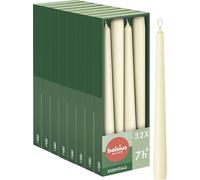Bolsius Smooth Taper Candles - Ivory - Pack of 32 - Decorative Household Candles - Burning Time 7 Hours - Unscented - Contains Natural Vegan Wax - Without Palm Oil - 24.5 cm