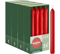 Bolsius - Smooth Taper Candles - Red - 17 cm - Pack of 32 - Decorative Candles - Palm Oil Free