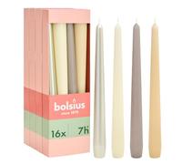 Bolsius - Smooth Taper Candles Set - Natural Nude - 16 Pieces - 9.6 in - Decorative Household Candles - with Natural Plant Wax - Palm Oil Free
