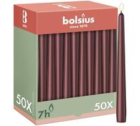 Bolsius Smooth Tapered Candles - Bordeaux Red - Pack of 50-24.5 cm - Decorative Household Candles - Burning Time 7 Hours - Unscented - Contains Natural Plant Wax - Without Palm Oil