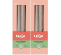 Bolsius Smooth Tapered Candles - Light Taupe - Set of 4 in Box - 9.4″ - Decorative Household Candles - Burning Time 7 Hours - Unscented - Natural Plant Wax - Without Palm Oil (Pack of 2)