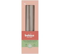 Bolsius Smooth Tapered Candles - Light Taupe - Set of 4 in Box - 9.4″ - Decorative Household Candles - Burning Time 7 Hours - Unscented - Natural Plant Wax - Without Palm Oil
