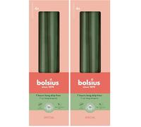 Bolsius Smooth Tapered Candles - Metallic Green - Set of 4 in Box - 9.7″ - Decorative Household Candles - Burning Time 7 Hours - Unscented - Natural Plant Wax - Without Palm Oil (Pack of 2)
