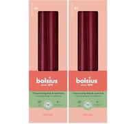 Bolsius Smooth Tapered Candles - Metallic Red - Set of 4 in Box - 24.5 cm - Decorative Household Candles - Burning Time 7 Hours - Unscented - Natural Plant Wax - Without Palm Oil (Pack of 2)