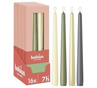 Bolsius Smooth Tapered Candles - Set of 16 - Nature - Decorative Household Candles - Long Burn Time - Unscented - Natural Plant-Based Wax - Palm Oil Free