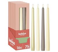 Bolsius Smooth Tapered Candles - Set of 16 - Pillow Talk - Decorative Household Candles - Long Burn Time - Unscented - Natural Plant-Based Wax - Palm Oil Free