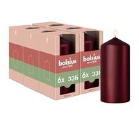 Bolsius - Special Essentials - Smooth Pillar Candles - Set of 6 - Red Metallic - 12 cm - Decorative Candles - Made with Natural Plant-Based Wax - Palm Oil Free