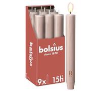 Bolsius - Tapered Candle XL Rustic - 23 x 3 cm - Light Pink - in Box of 9 - Length Burning Time 15 Hours - Unscented - Contains Natural Plant Wax - Without Palm Oil