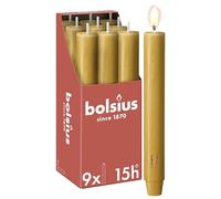 Bolsius - Tapered Candle XL Rustic - 23 x 3 cm - Oat Beige - in Box of 9 Pieces - Length Burning Time 15 Hours - Unscented - Contains Natural Plant Wax - Without Palm Oil