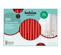 100x Bolsius 10" Tapered Dinner Candles - Up to 7 Hour Burn Time - RED