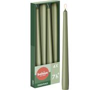 Bolsius Tapered Candles - Green - 4-Pack - 24.5 cm - Decorative Household Candles - Burning Time of 7 Hours - Unscented - Includes Natural Vegan Wax - Without Palm Oil