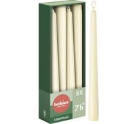 Bolsius Tapered Candles - Ivory - 8-Pack - 24.5 cm - Decorative Household Candles - Burning Time of 7 Hours - Unscented - Includes Natural Vegan Wax - Without Palm Oil