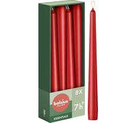Bolsius Tapered Candles - Red - 8-Pack - 24.5 cm - Decorative Household Candles - Burning Time of 7 Hours - Unscented - Includes Natural Vegan Wax - Without Palm Oil