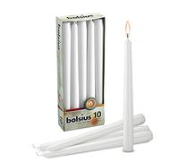Bolsius Tapered Dinner Candles - White - Pack of 10 - 3.9x9.8x25.2 cm - Unscented - 7,5 Burning Hours