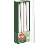 Bolsius Tapered Candles - White - 8-Pack - 24.5 cm - Decorative Household Candles - Burning Time of 7 Hours - Unscented - Includes Natural Vegan Wax - Without Palm Oil