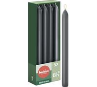 Bolsius Tapered Dinner Candles - Anthracite - 8-Pack - 23 cm - Long Burning Time of 8 Hours - Unscented - Includes Natural Vegan Wax - Without Palm Oil