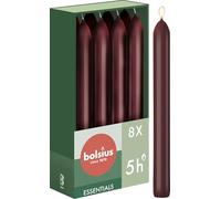 Bolsius Tapered Dinner Candles - Dark Red - 8-Pack - 6.7″ - Long Burning Time of 5 Hours - Unscented - Includes Natural Vegan Wax - Without Palm Oil