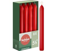 Bolsius Tapered Dinner Candles - Red - 8-Pack - 17 cm - Long Burning Time of 5 Hours - Unscented - Includes Natural Vegan Wax - Without Palm Oil