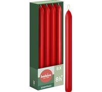 Bolsius Tapered Dinner Candles - Red - 8-Pack - 23 cm - Long Burning Time of 8 Hours - Unscented - Includes Natural Vegan Wax - Without Palm Oil