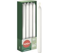 Bolsius Tapered Dinner Candles - White - 8-Pack - 23 x 2 cm - Long Burning Time of 8 Hours - Unscented - Includes Natural Vegan Wax - Without Palm Oil