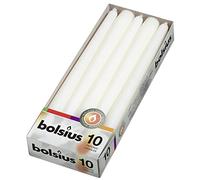 Bolsius Tapered Dinner Candles - White - Pack of 10 - 3.9x9.8x25.2 cm - Unscented - 7,5 Burning Hours