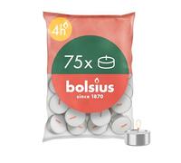 Bolsius D-Light Tea Lights - Pack of 75 - in Bag - Length Burning Time 4 Hours - Decorative Household Candles - White - Contains Natural Plant Wax - Without Palm Oil