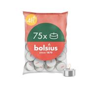 Bolsius Tea Lights Pack Of 75 White Unscented Decorative Ambient Candles