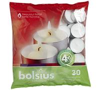 Bolsius Tealight White, Pack of 30, Paraffin Wax, Bag 30, 4x20.5x19.5 cm