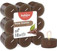 Bolsius - True Scents - 18 Scented Tea Lights - Oud Wood - Long Burn Time of 6 Hours - Diameter 39 mm - Natural Extracts - Includes Vegan Wax - Without Palm Oil