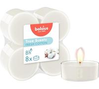 Bolsius True Scents - 8 Tea Lights Maxi Fragrance - Fresh Cotton - Long Burn Time of 8 Hours - Indoor Candle - Natural Extracts - Vegan Wax - Palm Oil Free