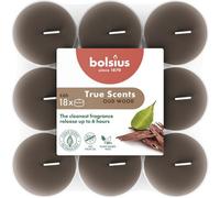 Bolsius True Scents Clear Cup Tealights- Oud Wood 18 Pack - Taupe