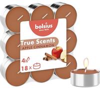 Bolsius True Scents Scented Tealights in Aluminium Cup - Apple and Cinnamon Fragrance - Set of 18 Pieces - Caramel Colour - Long Burning Time of 4 Hours - Decorative Candles - Wax - Smokeless