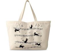 Bolso de mujer de gran tamaño, lona con cremallera estética reutilizable bolso de hombro único