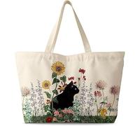 Bolso de mujer de gran tamaño, lona con cremallera estética reutilizable bolso de hombro único