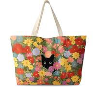 Bolso de mujer de gran tamaño, lona con cremallera estética reutilizable bolso de hombro único