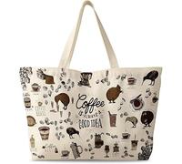 Bolso de mujer de gran tamaño, lona con cremallera estética reutilizable bolso de hombro único