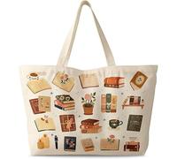 Bolso de mujer de gran tamaño, lona con cremallera estética reutilizable bolso de hombro único