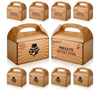 Bolsome 16Pcs Mystery Spy Theme Candy Treat Boxes, Khaki, 5.9 x 3.5 x 5.5 inches, Birthday Party Supplies
