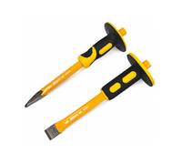 Bolster Chisel Set 2 Piece, 12 Inch Cold Chisels for Brick Stone Work | Carbon Steel Masonry Chisels with Grip Guards, Heat Treated Design for DIY and Professional Brick Concrete Stone Projects