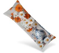 Bolster Pillow Case Flower Full Body Pillow Case for Sleeping 145 x 40 cm Landscape Long Bolster Cushion Cover with Invisible Zipper, Velvet Cushion Covers Living Room Home Decor, 58x16 Inch 1Y-1686