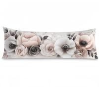 Bolster Pillow Cases 12x36 Inches White Pillow Cases Flower Pillowcase Waterproof Velvet Cushion Covers with Double Sided Printing and Smooth Invisible Zipper for Sofa Room Bedroom Bed Decor, Model410