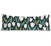 Bolster Pillow Cases 12x36 Inches White Pillow Cases Tulip Pillowcase Waterproof Velvet Cushion Covers with Double Sided Printing and Smooth Invisible Zipper for Sofa Room Bedroom Bed Decor, Model497
