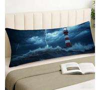 Bolster Pillow Cases 12x36Inch Lighthouse Cushions Ocean Cushion Covers, Waterproof Pillow Protectors Velvet Decorative Pillows for Side Sleepers with Zipper for Bedroom Livingroom Bed Cushions,Cod853