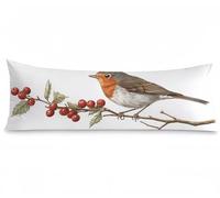 Bolster Pillow Cases 16x48 Inches White Pillow Cases Bird Pillowcase Waterproof Velvet Cushion Covers with Double Sided Printing Smooth Invisible Zipper for Sofa Room Decor Bedroom Bed Decor, Model413