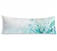 Bolster Pillow Cases 16x58 Inch Butterfly Cushion Covers Lily Of The Valley Pattern Velvet Pillow Cases HD Double-Sided Printing Pillowcases with Invisible Zipper for Bedroom Livingroom Bed, Model823