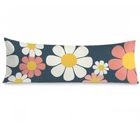 Bolster Pillow Cases 20x60 Inches Simple Pillow Cases Daisy Pillowcase Waterproof Velvet Cushion Covers with Double Sided Printing and Smooth Invisible Zipper for Sofa Room Bedroom Bed Decor, Model338