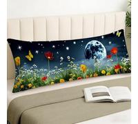 Bolster Pillow Cases 20x60Inch Planet Cushions Flowers Cushion Covers Waterproof Pillow Protectors Velvet Decorative Pillows for Side Sleepers with Invisible Zipper for Livingroom Bed Cushions,Cod1552